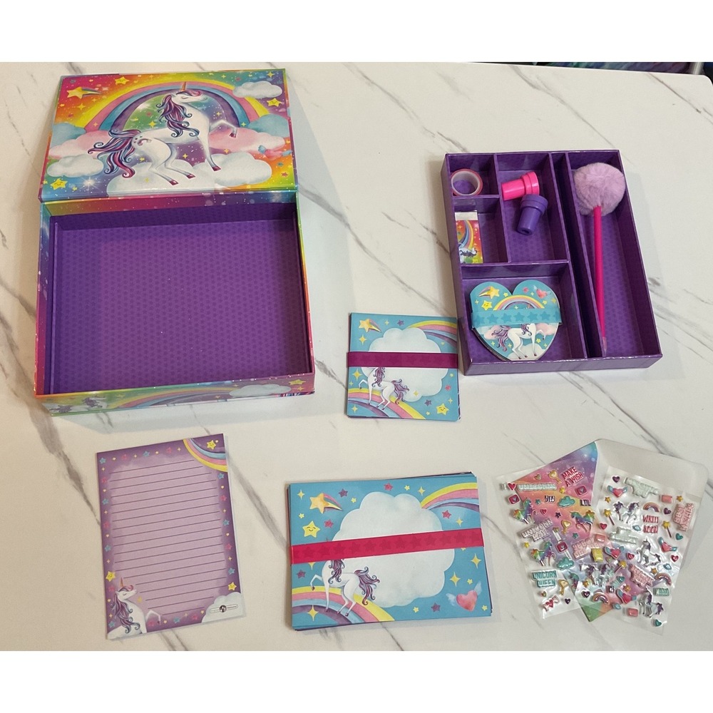 Original Stationery Unicorn Magical Writing Set Rainbow Box Stickers Pen 202101